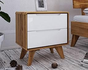 Nachtschrank mit 2 Schubl. BIANCO